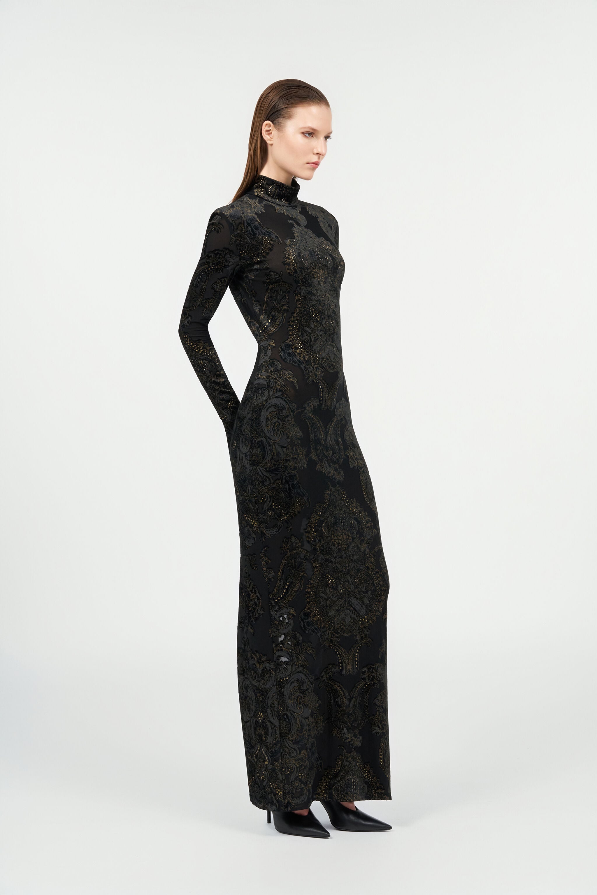 Dress with Ornamental Black Print in BLACK for Women | Roberto