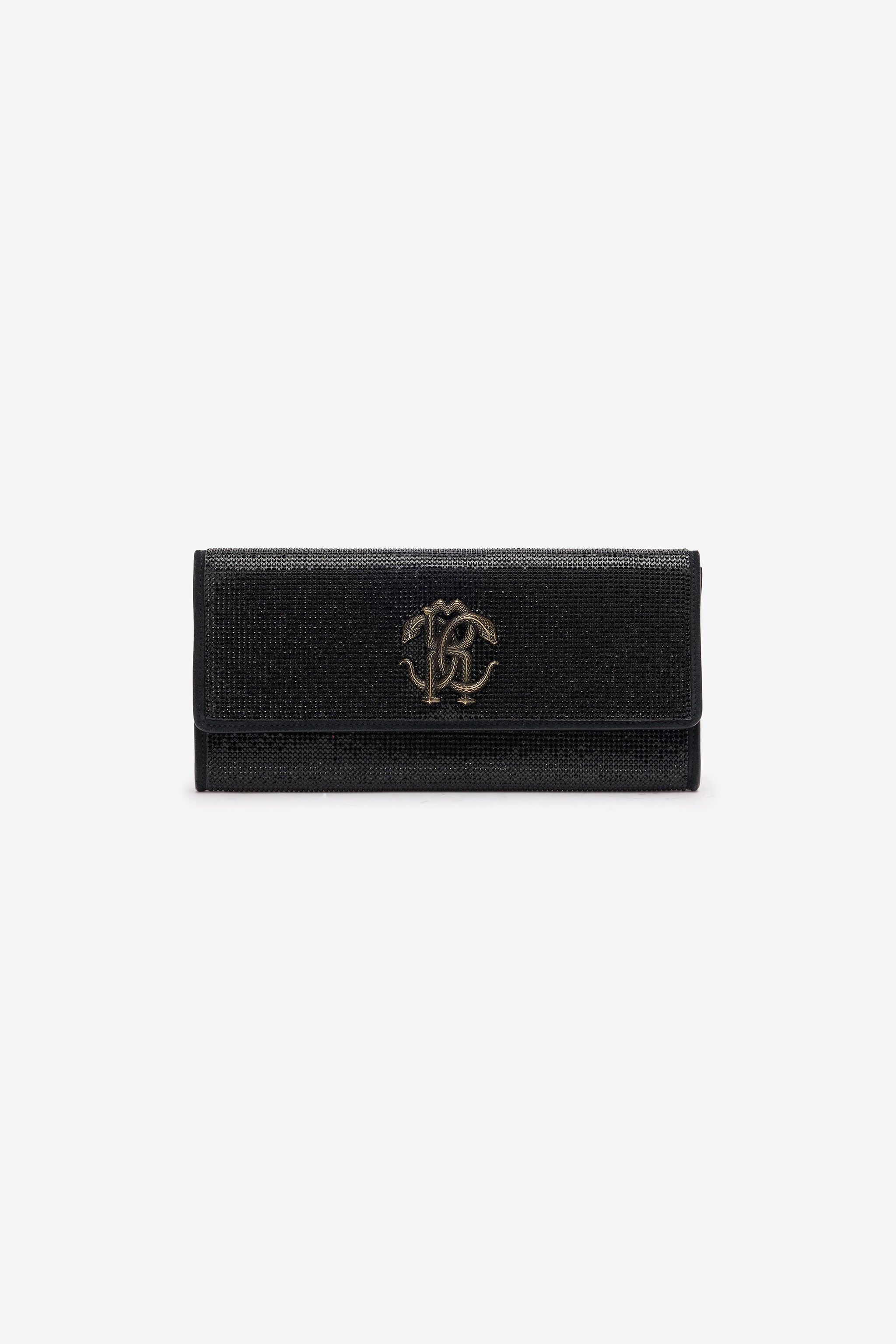 RC Pochette Nera Impreziosita da Cristalli con Mirror Snake Monogram RC Pochette Nera Impreziosita da Cristalli con Mirror Snake Monogram Nero POB00D-PZO09