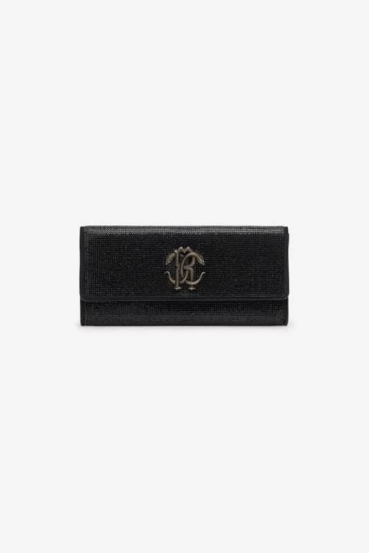RC Pochette Nera Impreziosita da Cristalli con Mirror Snake Monogram RC Pochette Nera Impreziosita da Cristalli con Mirror Snake Monogram Nero POB00D-PZO09
