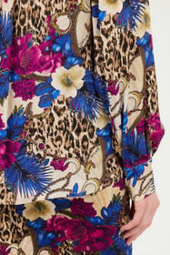 JC Flower Leo Print Shirt 700 BEIGE + 343 CILI VFT235-VF382
