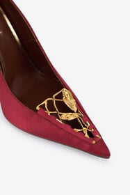 RC Burgundy Pumps With Leaf Insert Red VWS002-FL113