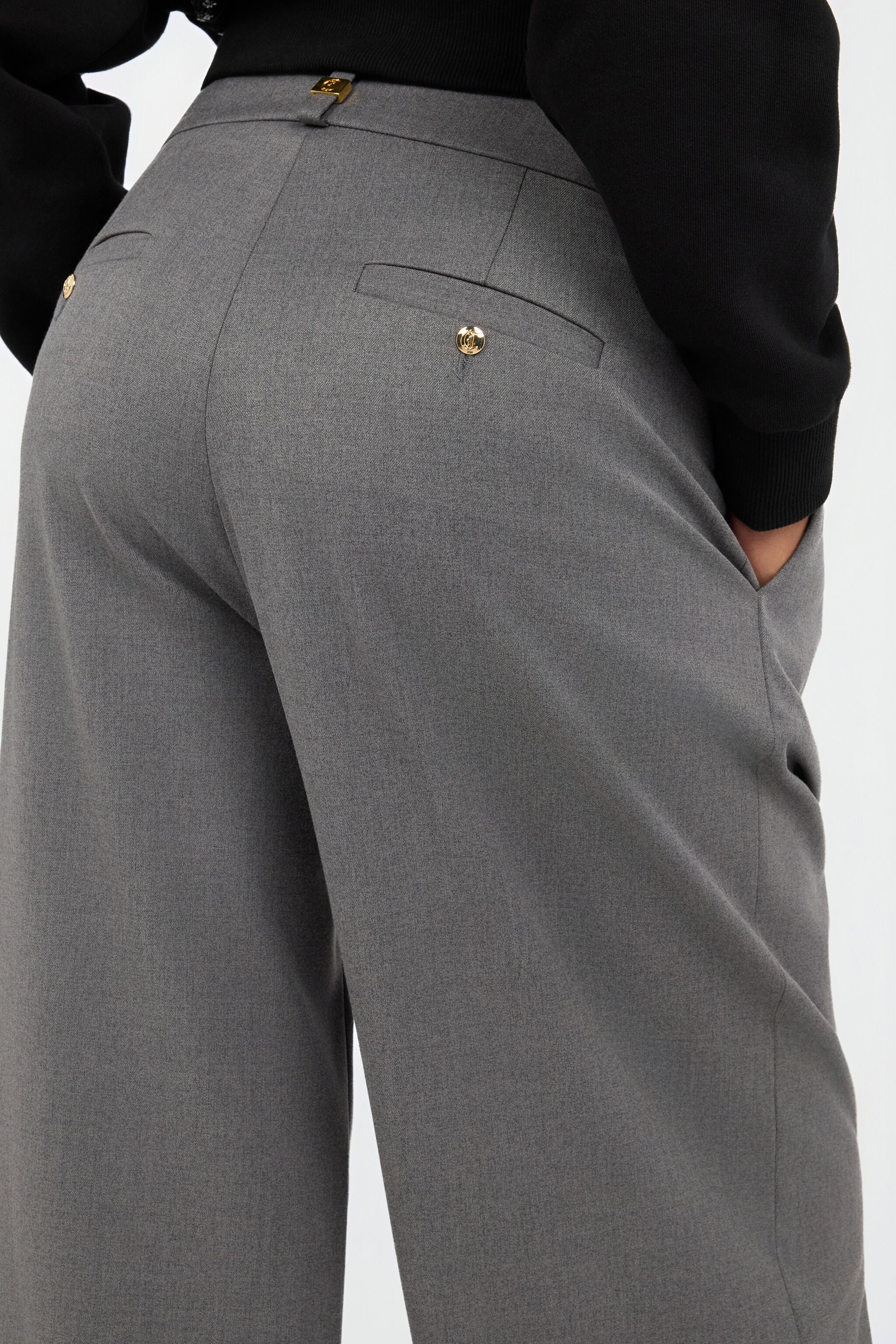 JC Grey Pleated Wide Leg Trousers GRIGIO MELANGE VFT148-VF227