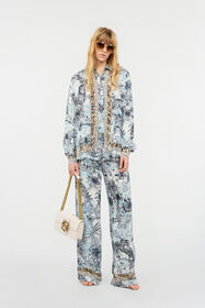 JC Camicia Con Stampa Jungle E Python Azzurro UFT143-UF209