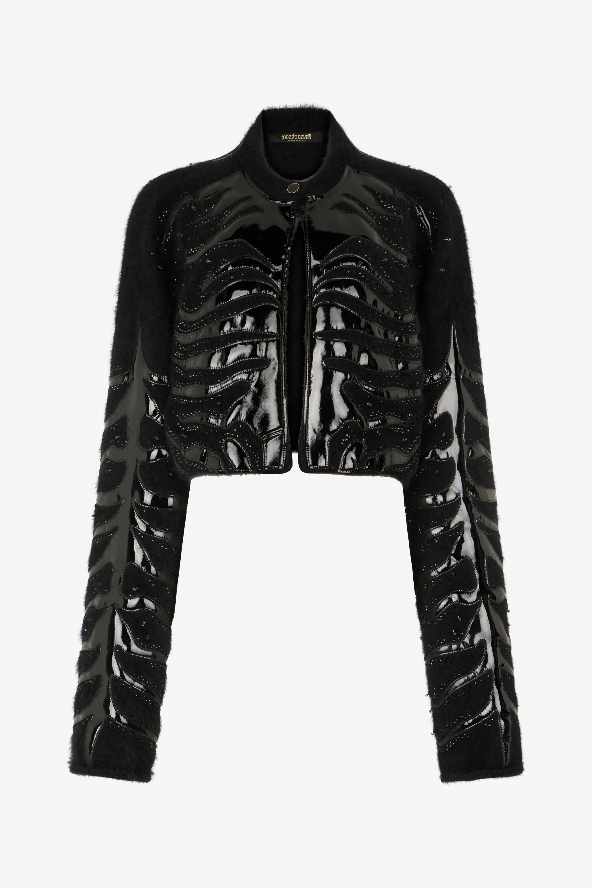 RC Black Cropped Cardigan With Zebra Motif RC Black Cropped Cardigan With Zebra Motif BLACK XWM901-MA005