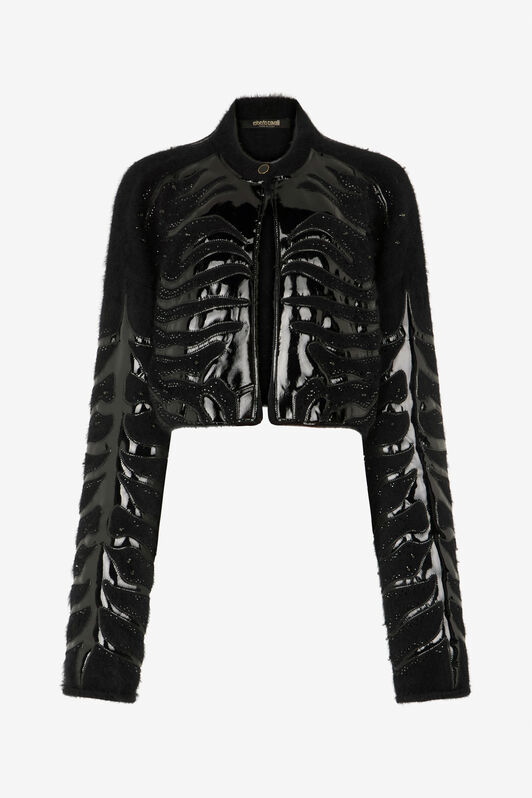 RC Black Cropped Cardigan With Zebra Motif RC Black Cropped Cardigan With Zebra Motif BLACK XWM901-MA005