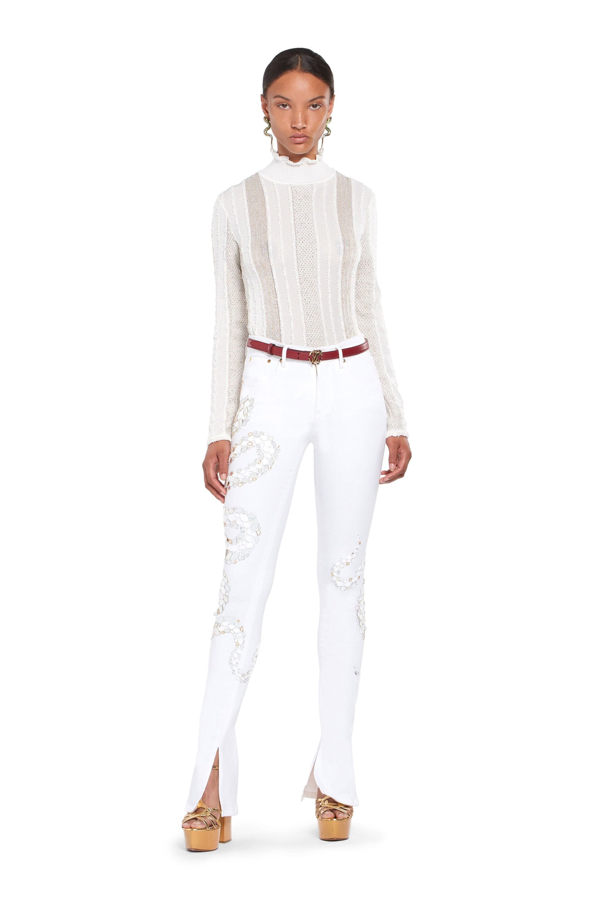 RC Snake Embellished Jeans WHITE IQJ231-DE005