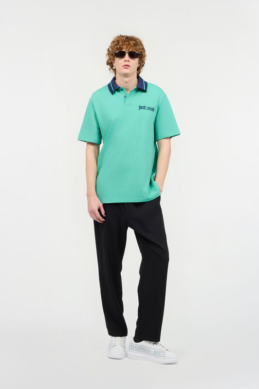 JC Polo Shirt With Contrasting Collar And Lettering JC Polo Shirt With Contrasting Collar And Lettering Light blue UFT026-UF046