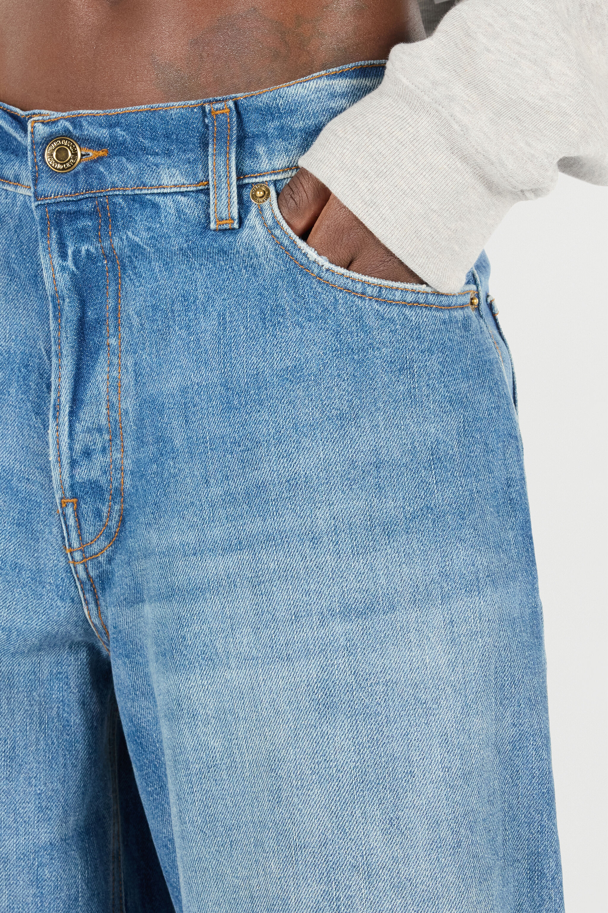 RC Vaqueros Loose Fit Con Monograma Mirror Snake RC Vaqueros Loose Fit Con Monograma Mirror Snake Azul claro VKJ207-VT001