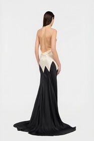 RC Silk Slip Dress AVORIO/NERO XQT135-SE001