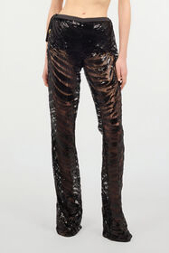 JC Pantalones Acampanados Con Motivo Zebra Y Lentejuelas Negro UFT083-UF122