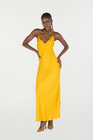 RC Long Dress With Mirror Snake Monogram Yellow VKT102-RK010