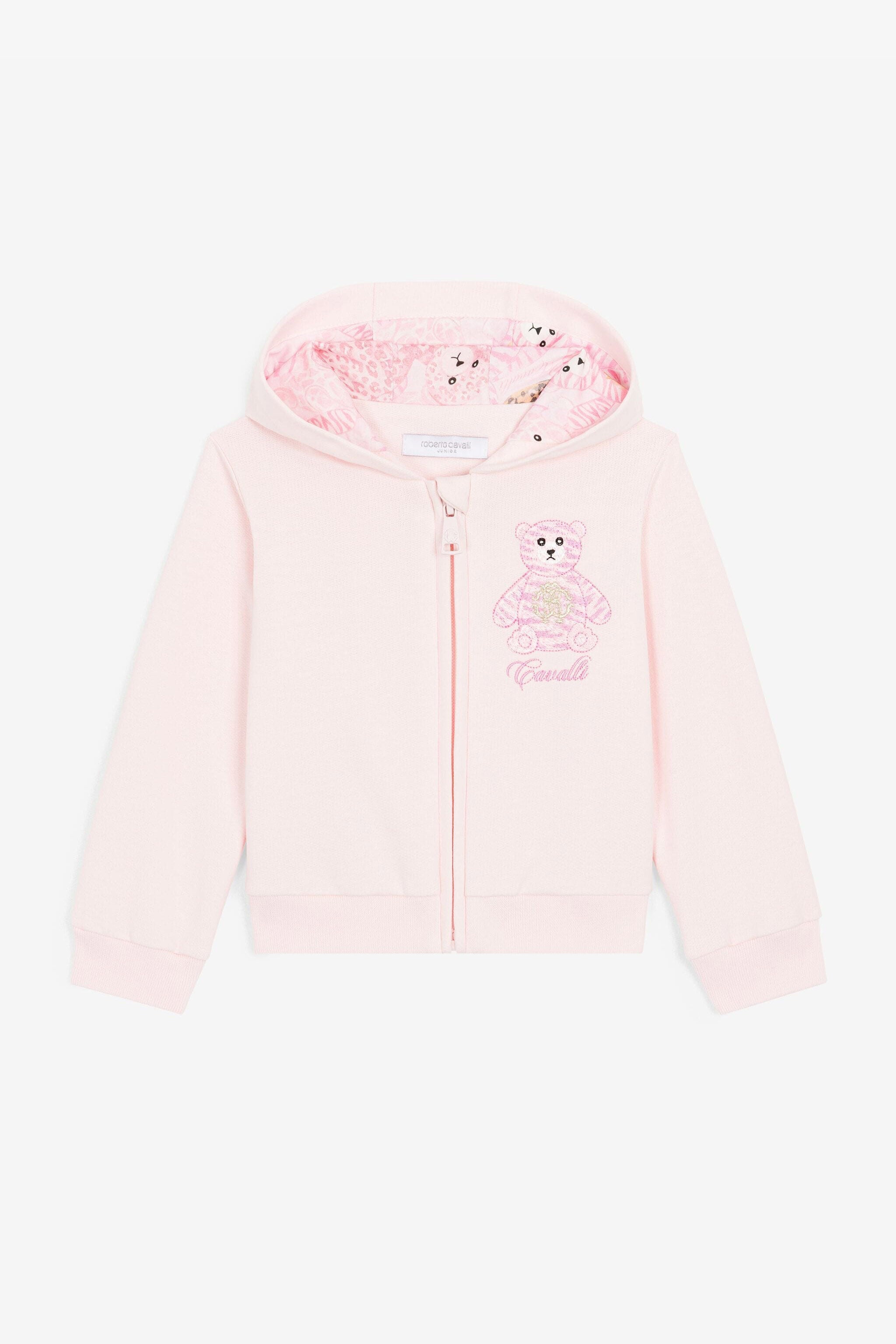 JU Teddy Bear-Embroidered Cotton Hoodie JU Teddy Bear-Embroidered Cotton Hoodie Rosa RJT905-CF050