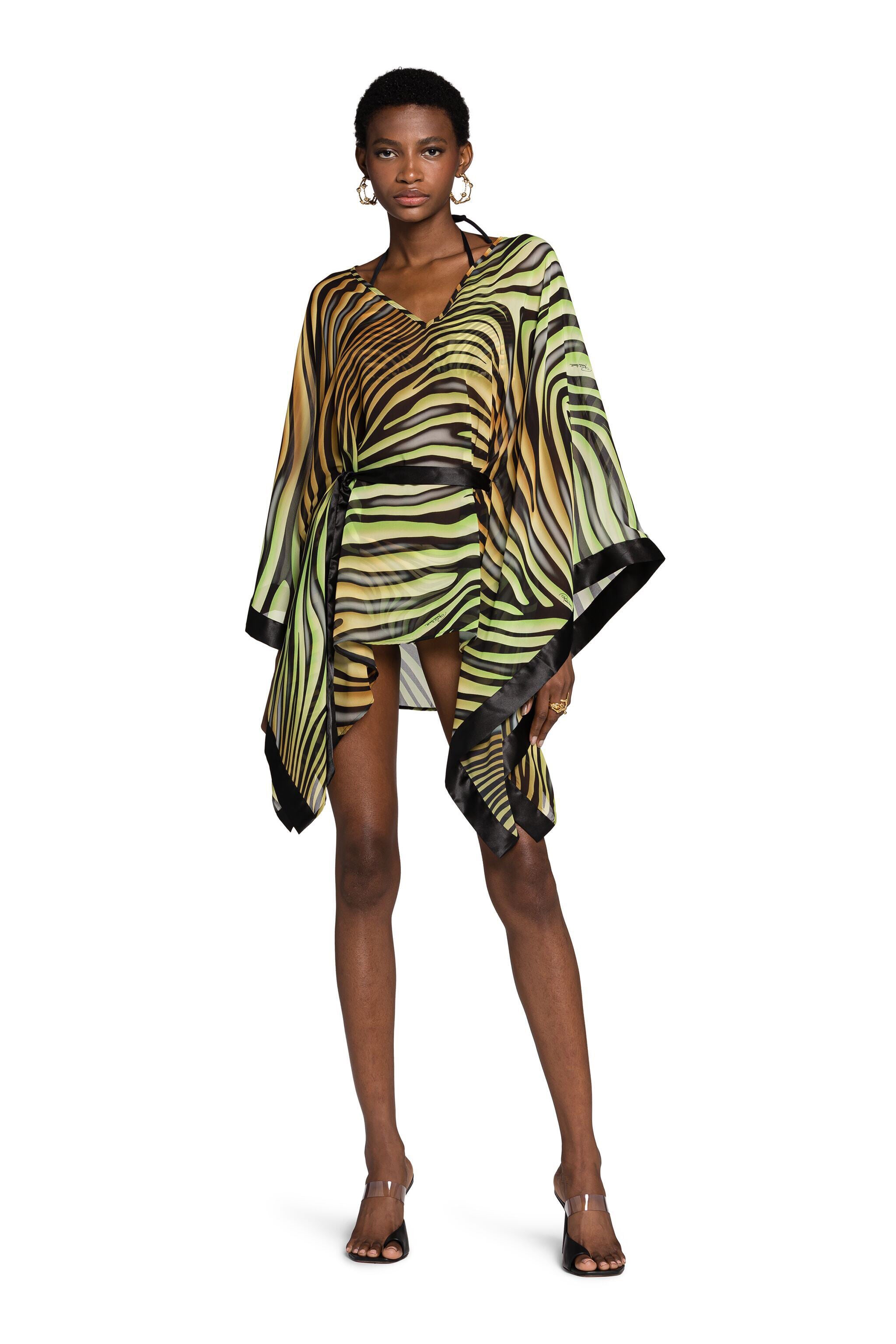 RC Zebra-Print Kaftan Dress Hellgrün/Schwarz KSW00D-7GI20