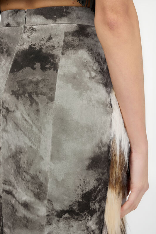 RC Tie-dye effect flocked cotton skirt RC Tie-dye effect flocked cotton skirt DARK BEIGE XQT306-CE037