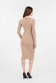 RC Beige Cut-Out Ribbed Midi Dress NUTS ROM10B-FEC33