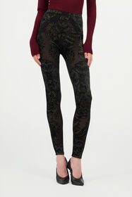 RC Leggings in ciniglia devoré con Stampa Ornamental BLACK WKT23A-6CR36