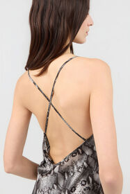 RC Python Print Silk Midi Slip Dress PYTHON DARK GREY SOT10F-SE005
