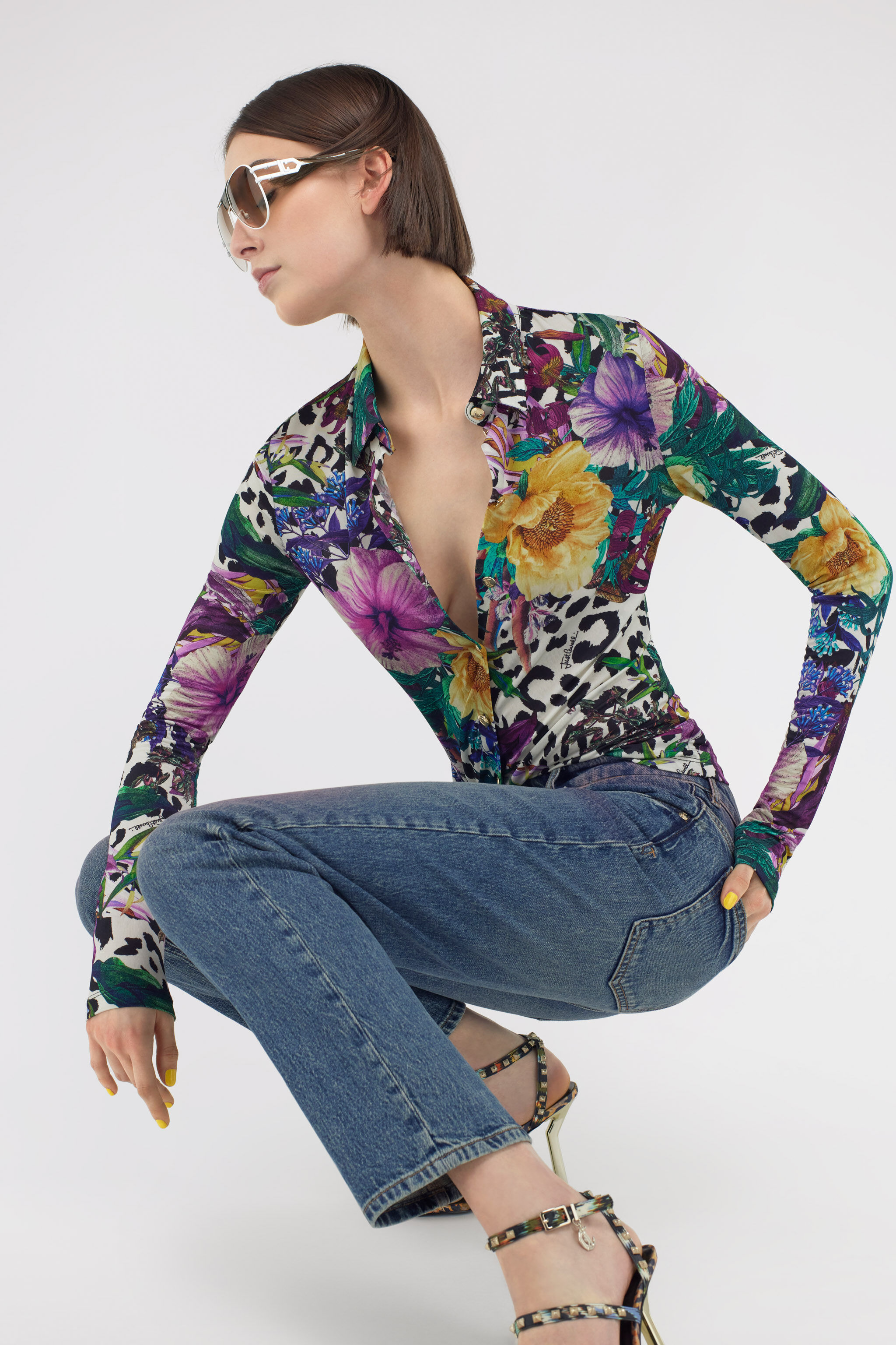 JC Just Cavalli shirt JC Just Cavalli shirt Grün/Lila SFT098-SF943
