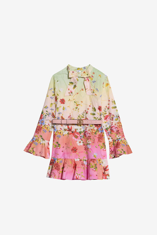 JU Miami Flowers Print Dress JU Miami Flowers Print Dress GREEN/FUXIA WJT11A-CTR64