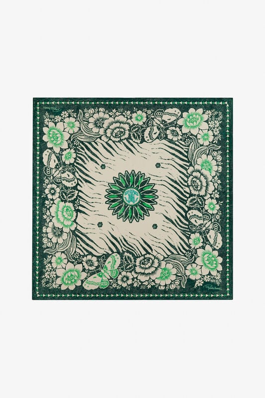 RC Écharpe Avec Motif Zèbre Et Monogramme Mirror Snake RC Écharpe Avec Motif Zèbre Et Monogramme Mirror Snake Vert TALR54-IR071