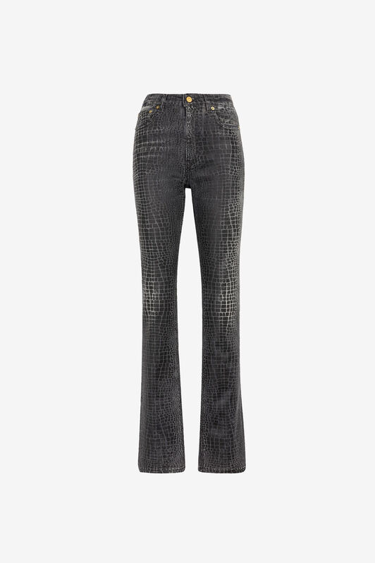 RC Vaqueros rectos con estampado Crocodile Negro PKJ218-DN008
