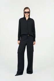 RC Silk Blend Shirt with Monogram RC Black VKT704-RK010