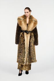 RC Silk Skirt With Jaguar Skin Print Brown VWT302-TYQ71