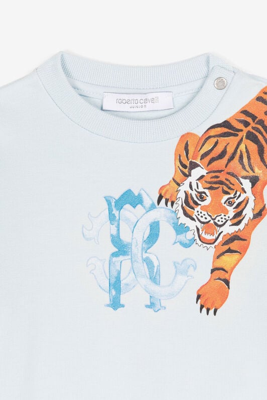 JU Sudadera con apliques y motivo de tigre JU Sudadera con apliques y motivo de tigre Azul claro QJT939-CF050