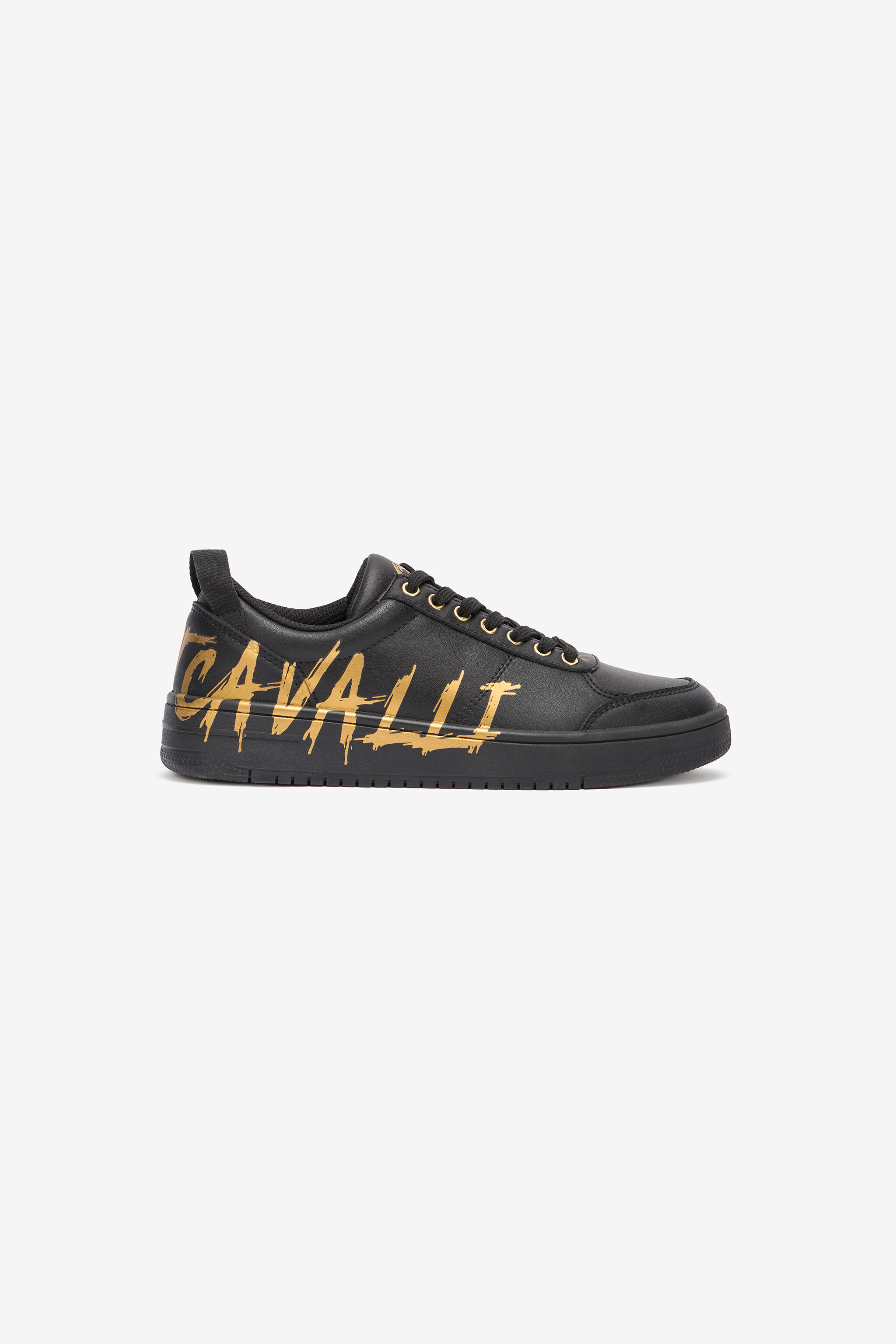 JC Sneakers With Golden Graffiti Logo Black UFS039-UF361