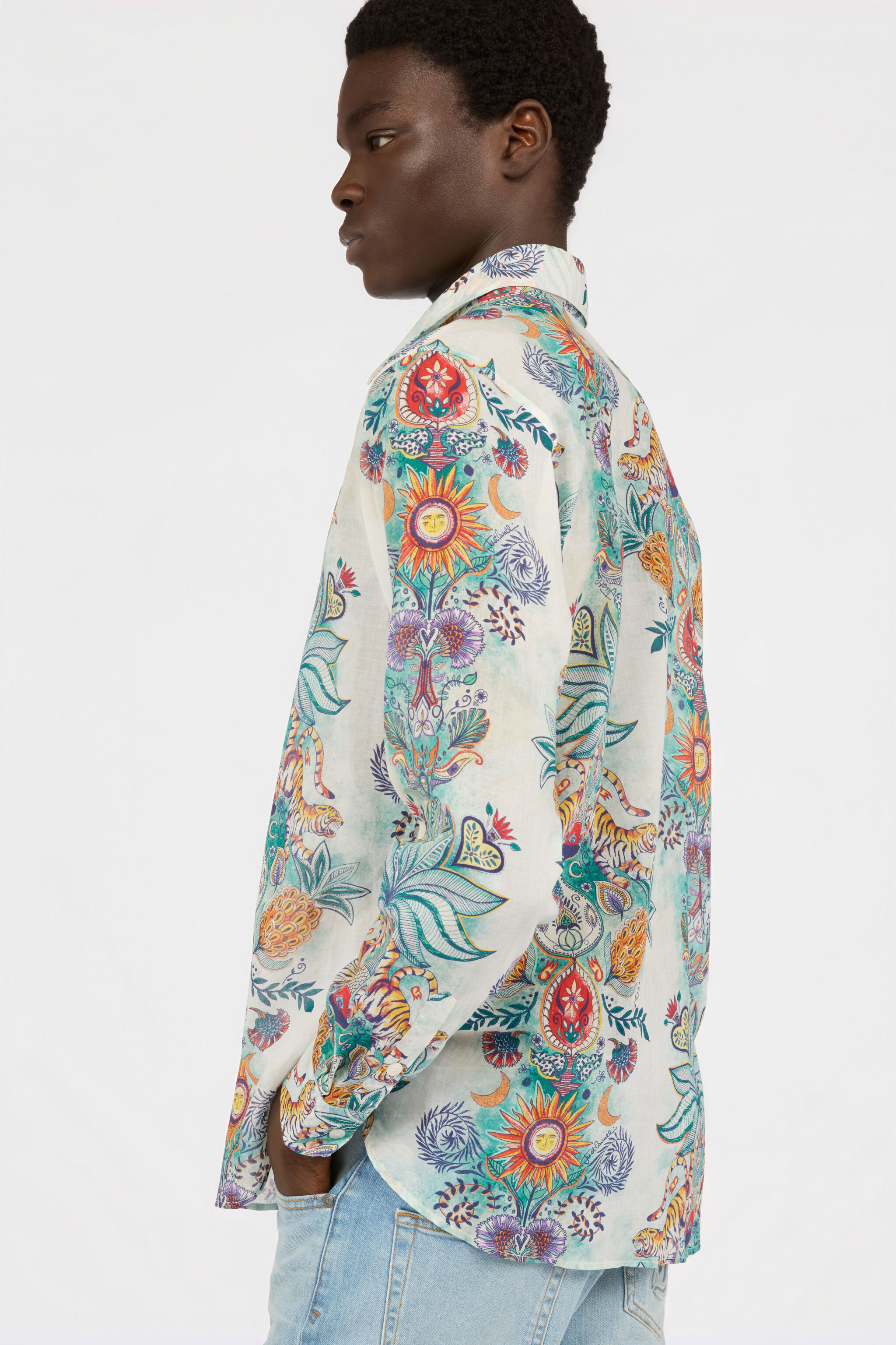 Tropical Garden Print Shirt in TURCHESE CHIRO for Men | Roberto