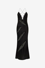 RC Robe En Soie Noire Avec Découpes En Dentelle BLACK XWT147-SE041