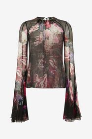 RC Silk Shirt With Fiammingo Flowers Print BLACK/PINK XWT706-CKT77