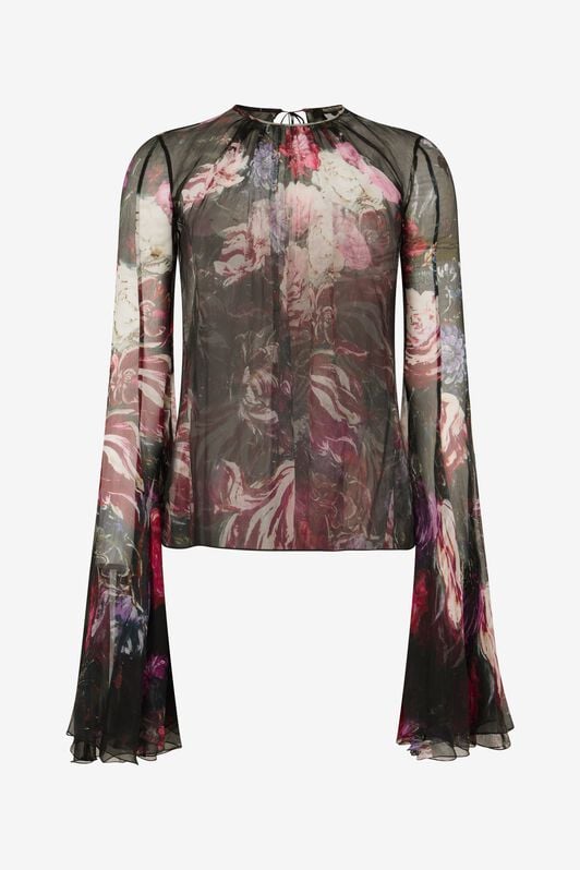 RC Camicia In Seta Stampa Fiammingo Flowers RC Camicia In Seta Stampa Fiammingo Flowers BLACK/PINK XWT706-CKT77