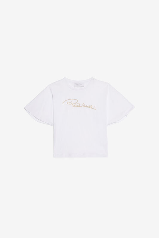 JU White T-Shirt With Embroidered Signature JU White T-Shirt With Embroidered Signature OPTICAL WHITE VJT62A-JD001