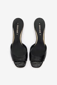 RC Mules With Thick Golden Heel Black VKS027-PZ579