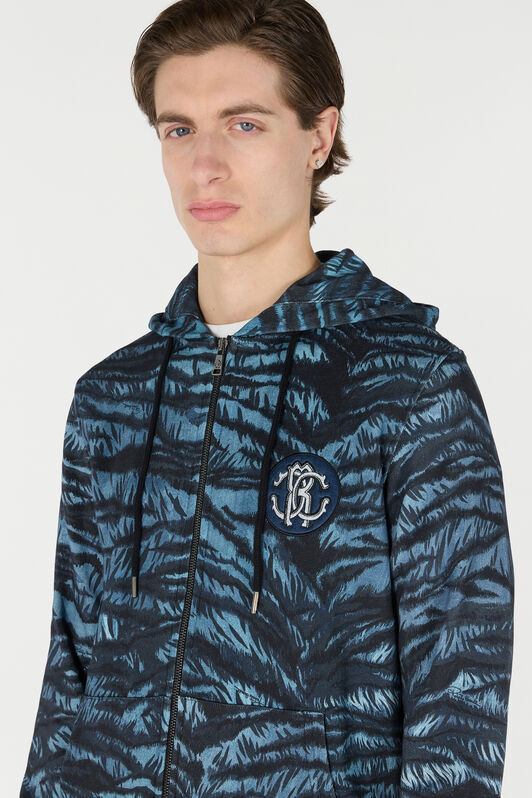 RC Hoodie with Tiger Skin Print BLUE OOT69B-5OO65