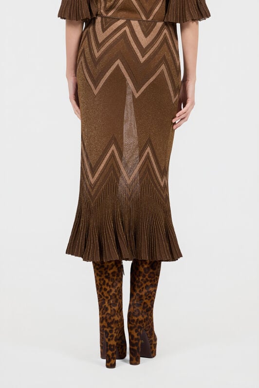 RC Chevron Jacquard Lurex Knit Skirt RC Chevron Jacquard Lurex Knit Skirt BROWN/PINK XQM301-MO007