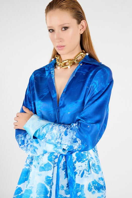 RC Kleid mit Stretto di Messina Print RC Kleid mit Stretto di Messina Print Blau UWT133-RYN94