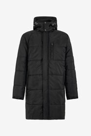 RC Schwarze Jacke, langer Steppmantel mit Kapuze BLACK/ANTHRACITE TOT40F-5LE01