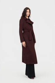 RC Burgundy Belted Coat With Leopard Print Lining BURGUNDY TOT50B-GA001