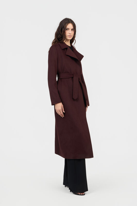 RC Burgundy Belted Coat With Leopard Print Lining RC Burgundy Belted Coat With Leopard Print Lining BURGUNDY TOT50B-GA001