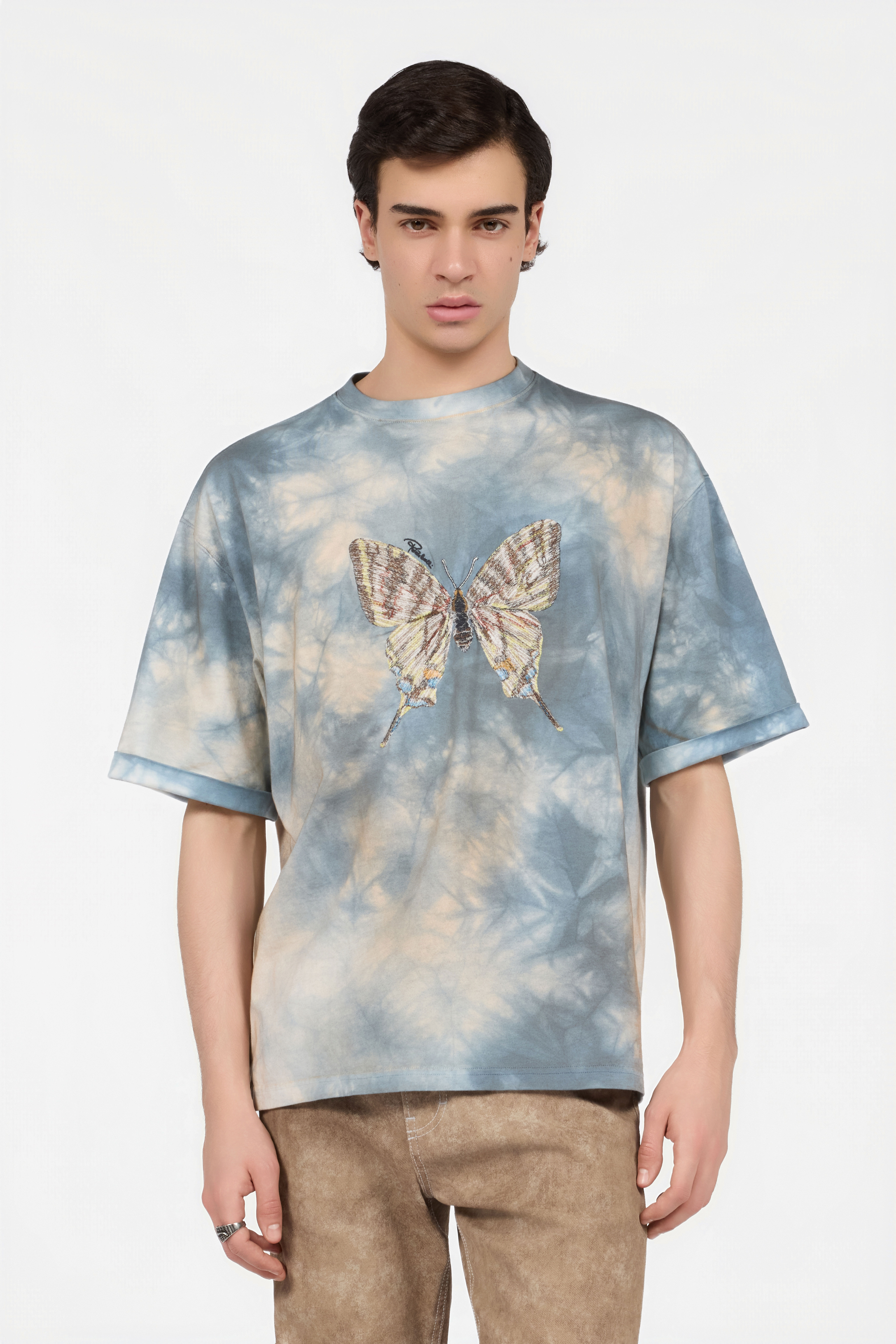 RC Tie-Dye Print T-Shirt With Embroidered Butterfly RC Tie-Dye Print T-Shirt With Embroidered Butterfly POWDER BLUE XNT62I-JD060
