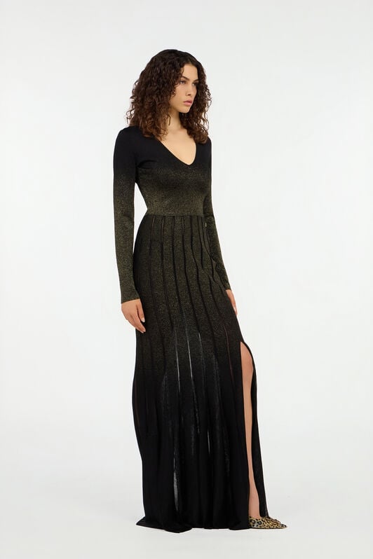 RC Long dress in black and gold with pleated skirt RC Long dress in black and gold with pleated skirt NERO/ORO VWM199-MO007