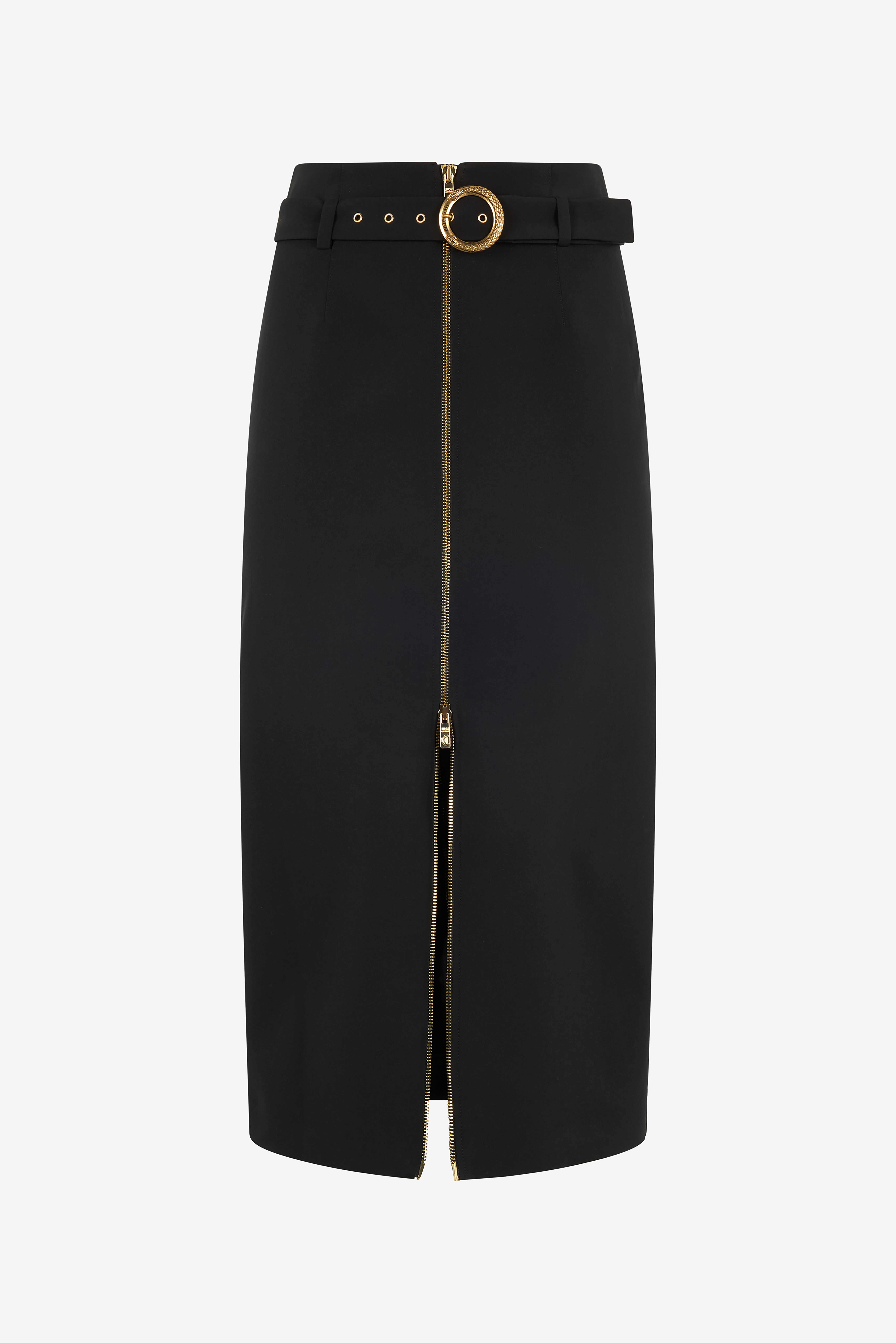 JC Midi Skirt With Branded Buckle JC Midi Skirt With Branded Buckle Black UFT108-UF159