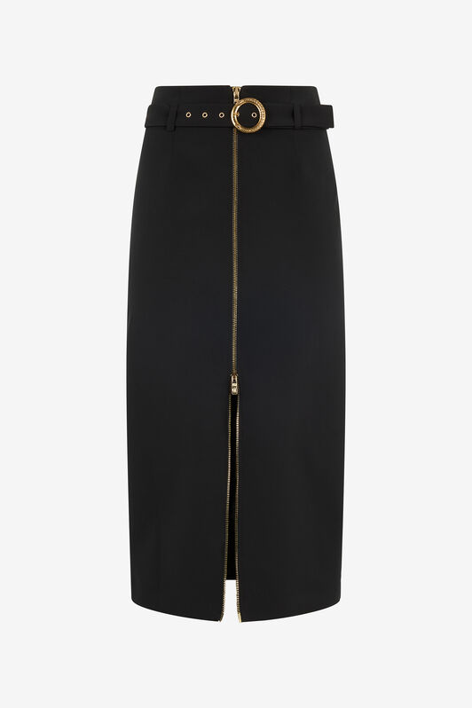 JC Midi Skirt With Branded Buckle JC Midi Skirt With Branded Buckle Black UFT108-UF159