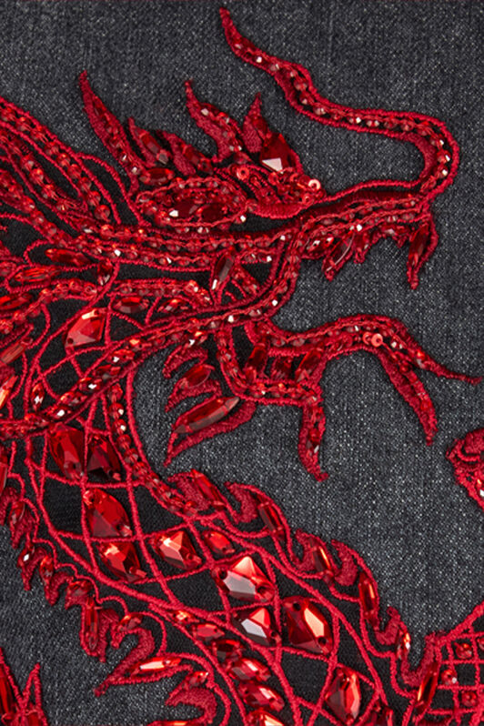 RC Camicia Con Ricamo E Paillettes Nero/Rosso VQJ161-DN001