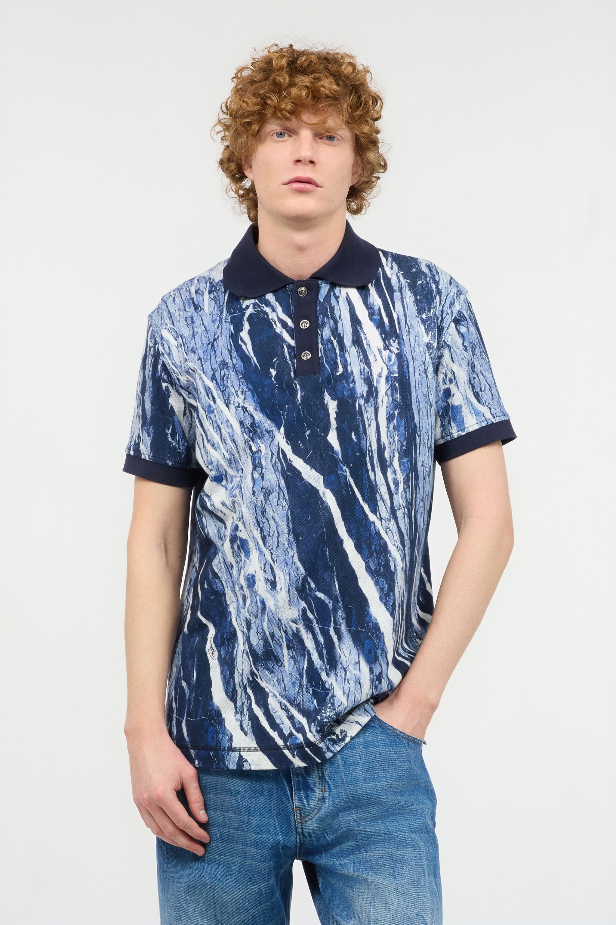 RC Polo Shirt With Rubane Print RC Polo Shirt With Rubane Print Dark blue URT64A-XKN22