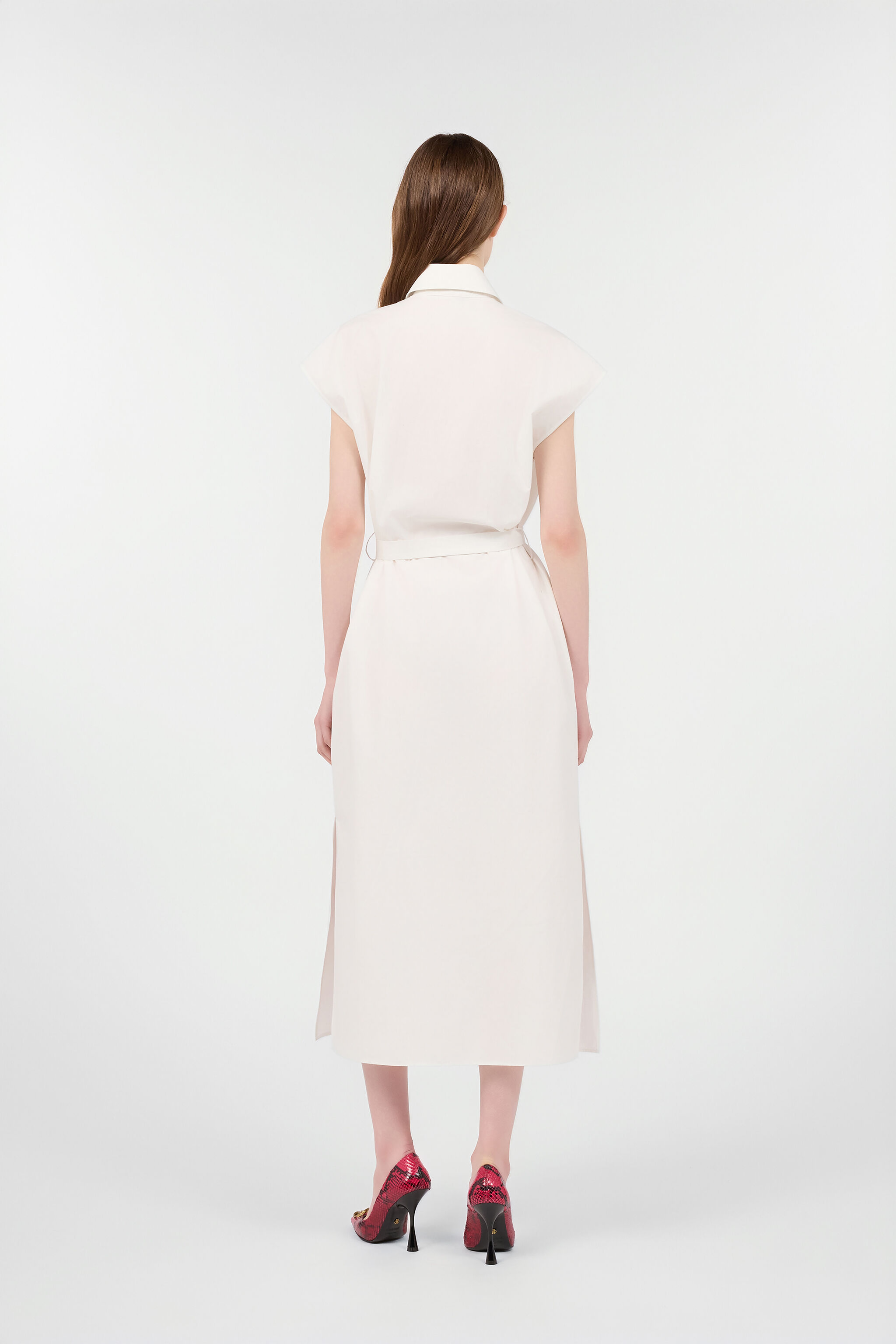 RC Shirt Dress With Belt RC Shirt Dress With Belt White VKT105-CH033
