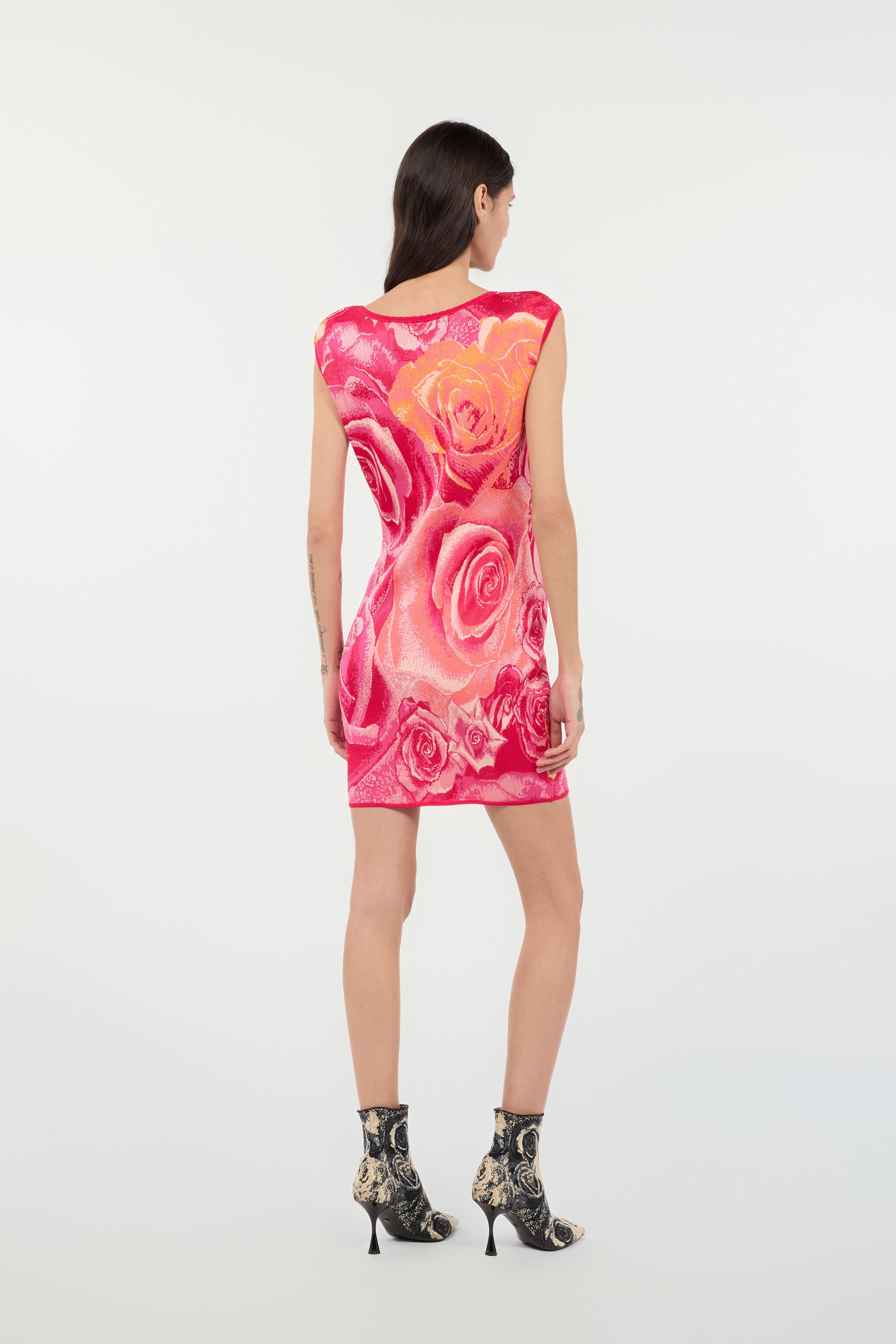 RC Mini Abito Con Stampa Garden Rose Fucsia UKM102-MI011
