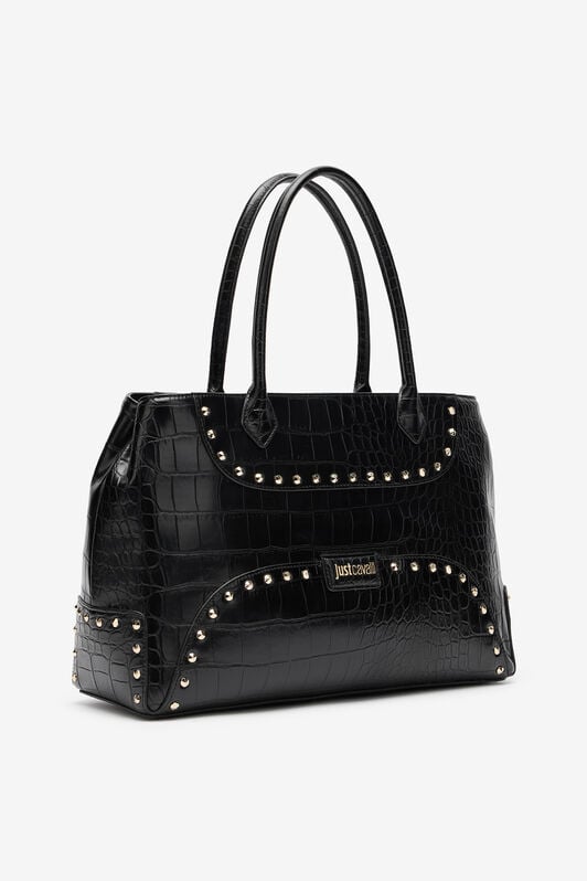 JC Just Cavalli Studded Croc Print Tote Bag JC Just Cavalli Studded Croc Print Tote Bag BLACK VFB079-VF711